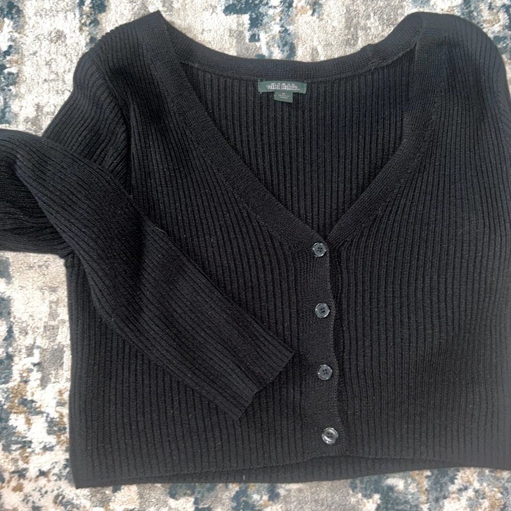 Black cropped button up sweater